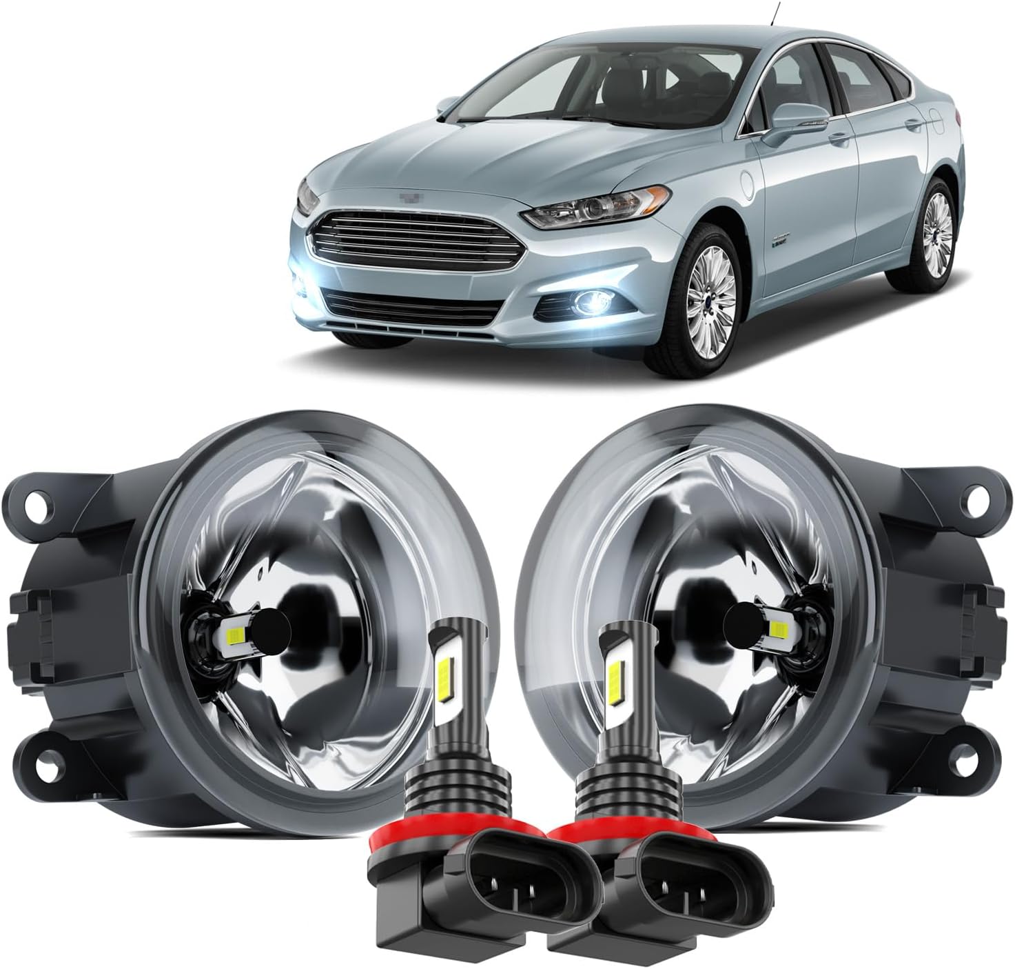 Fit for Ford Fusion 2013-2016 Original upgrade 3.5 Inch Fog Light Assembly 6500K Cool White 400% Super Bright,Plug and Play,3152033NAC,NI2592137,Pack of 2