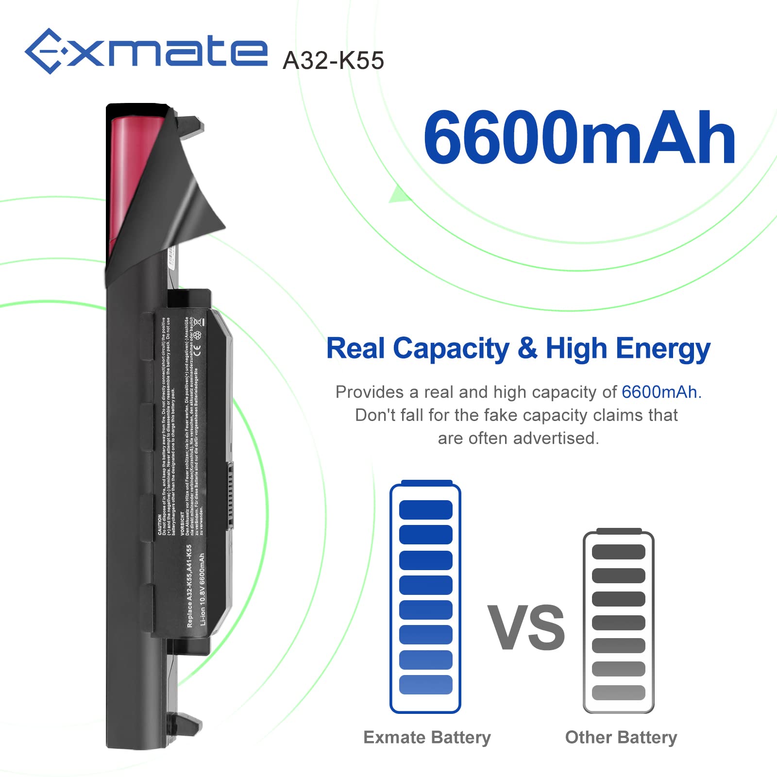 vhbw batteria compatibile con Asus A45D, A45DE, A45DR, A45N, A45V, A45VD, A45VG, A45VM, A45VS, A55A laptop notebook (4400mAh, 11,1V, Li-Ion