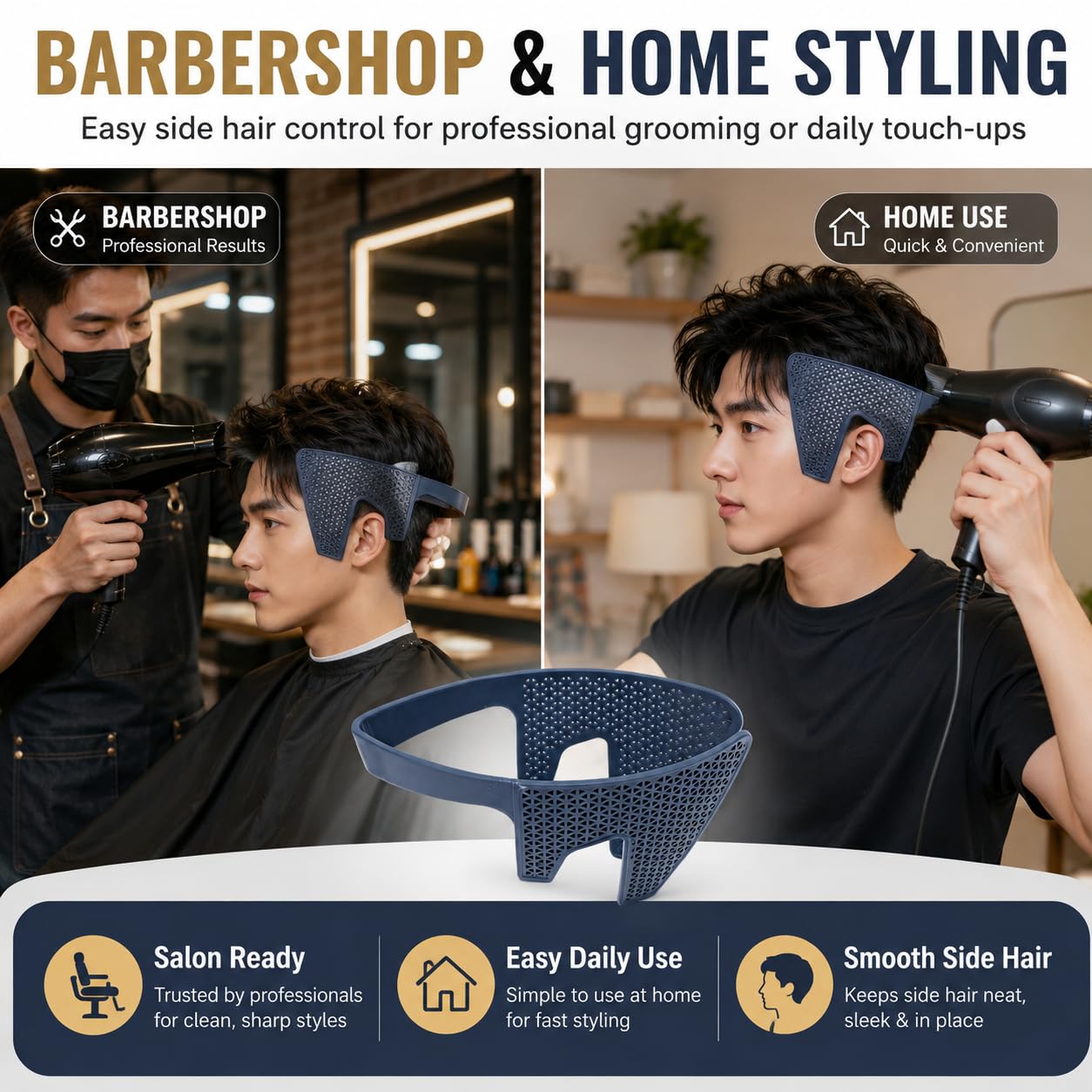 Żelazko do Prostowania Włosów na Bok dla Mężczyzn | Anti-Frizz Styling Tool With Thermal Control & Micro Vents For Down Perm
