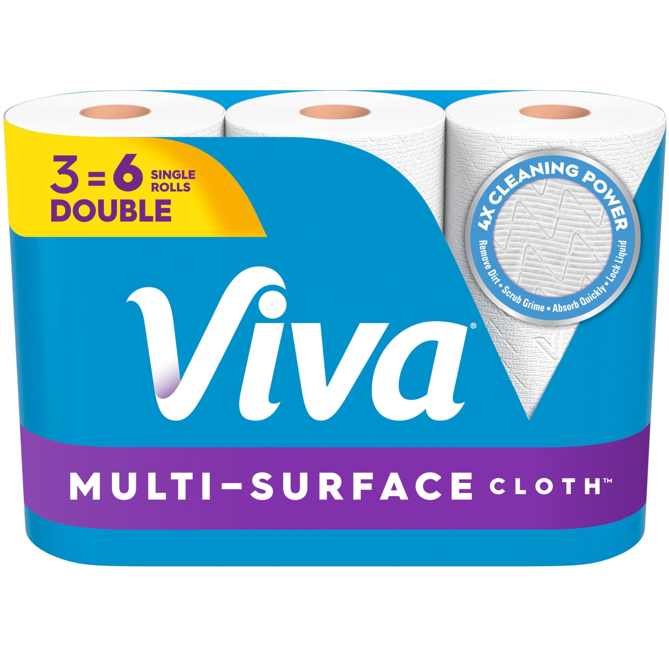 Multi-Surface Cloth Paper Towels, 3 Double Rolls, 110 Sheets per Roll (Packaging May Vary)