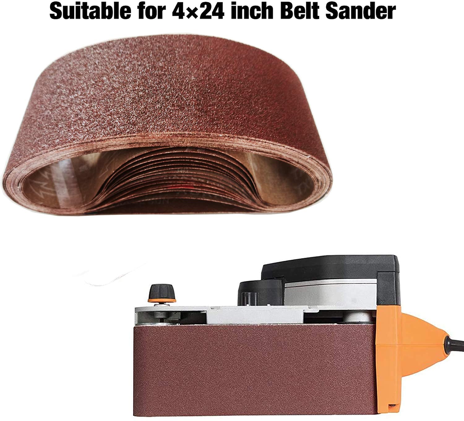 XTYML 4-Inch x 24-Inch Aluminum Oxide Sanding Belts, 80/120/150/240/400 Assorted Grits, 15-Pack: Industrial & Scientific