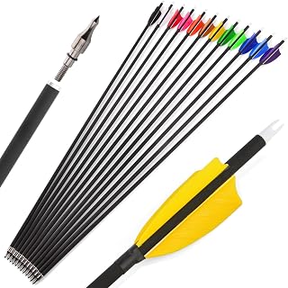 Flecha de Tiro con Arco de Carbono Flecha de Tiro 500 Spine 30 Inch Turkey Feathers Target Flecha de Práctica para Arco Recurvo Arco Compuesto Arco Largo