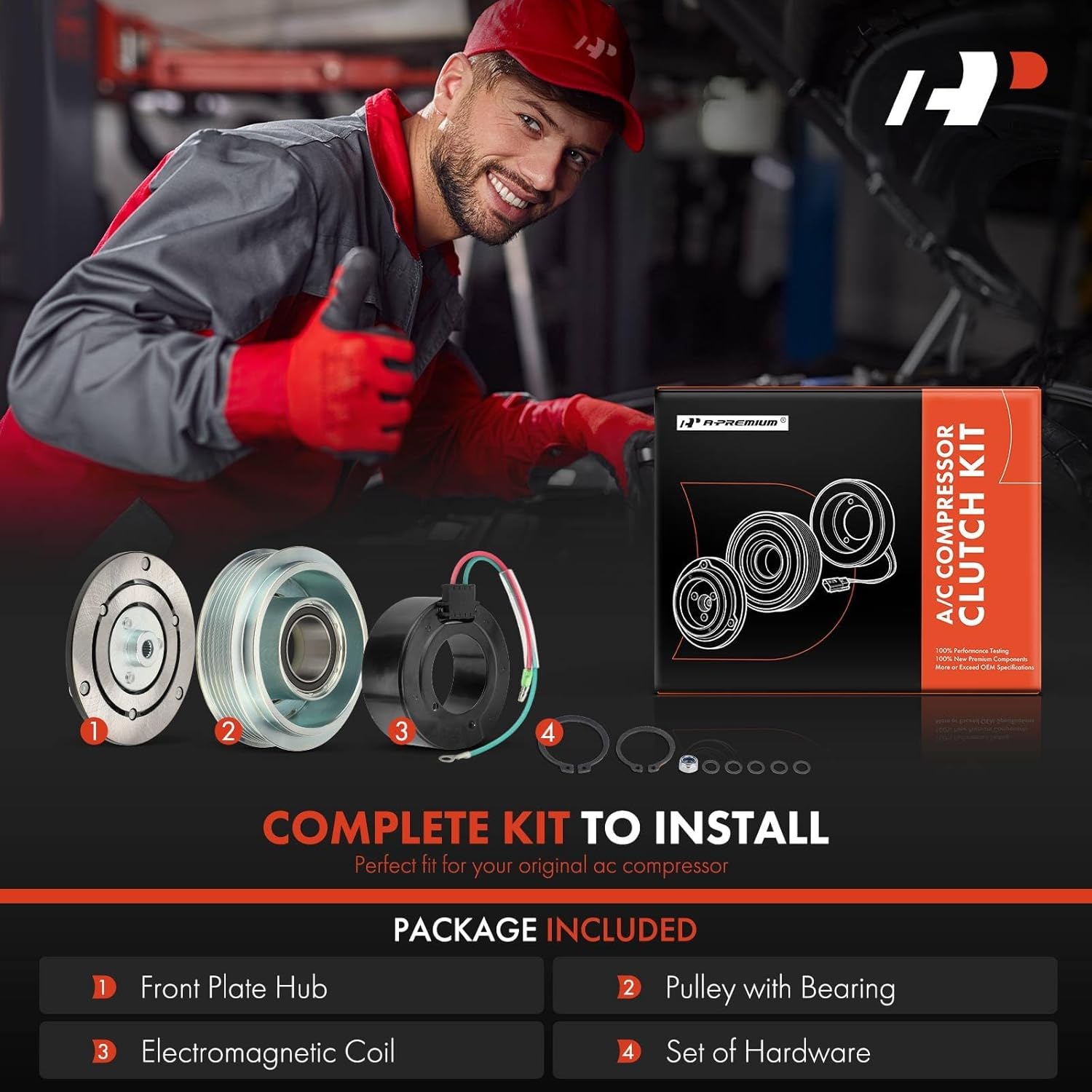 A-Premium A/C Compressor Clutch Kit Compatible with Honda Civic 1.7L 2001-2005