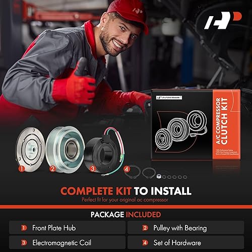 Miniatura 2 de A-Premium Kit de reparación del conjunto del embrague del compresor del AC compatible con Honda Civic 1.7L 2001-2005, Reemplazo# 38810PLMA11RM,