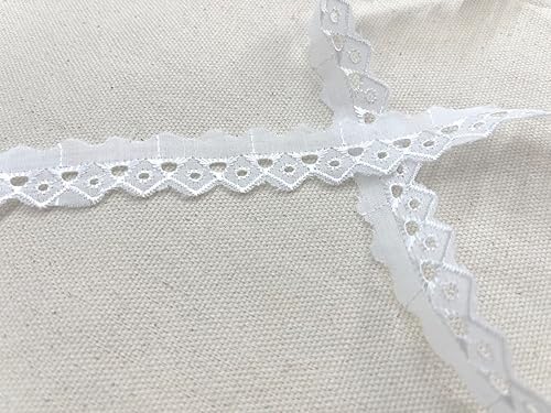 Miniatura 4 de AMORNPHAN 15 yardas de ancho 0.75 pulgadas de ancho con ojales de algodón blanco con ribete de encaje, tela bordada floral, mantel, mantas,