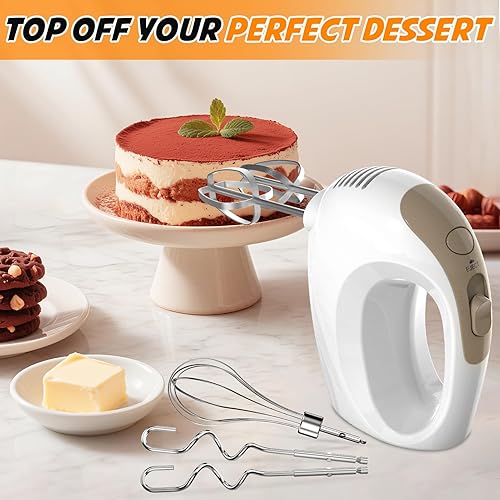 Miniatura 5 de Batidora de mano, batidor eléctrico de 5 velocidades, mezclador de alimentos autocontrolTurbo Boost con 5 accesorios de acero inoxidable batidor de