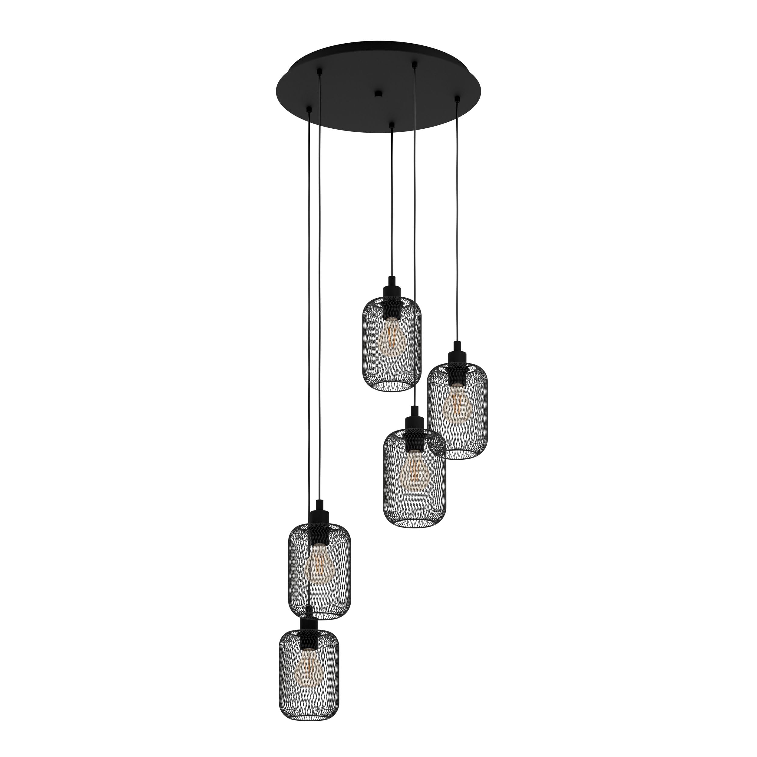 EGLO Lampa wisząca Wrington, 5-płomienna lampa vintage, industrialna, retro