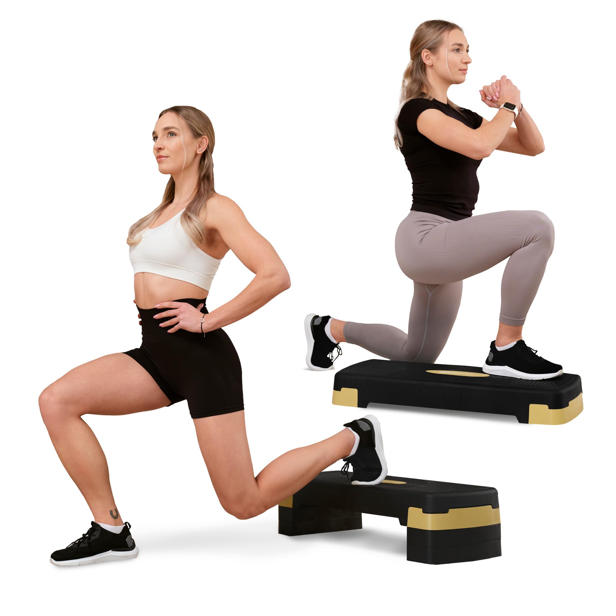 HOP-SPORT® Step de Fitness HS-PP033AS pour la Maison, Stepper d'aérobic avec Hauteur Ajustable 3 marches, Surface antidérapante, Supportant Une Charge jusqu'à 350 KG