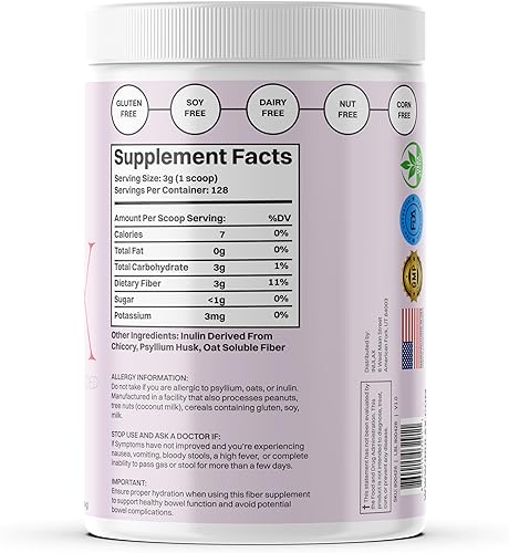 Vista 4 de Fibra natural a base de plantas para la salud intestinal digestiva Prebiótico de inulina Cáscara de psyllium y fibra de avena promueve la salud