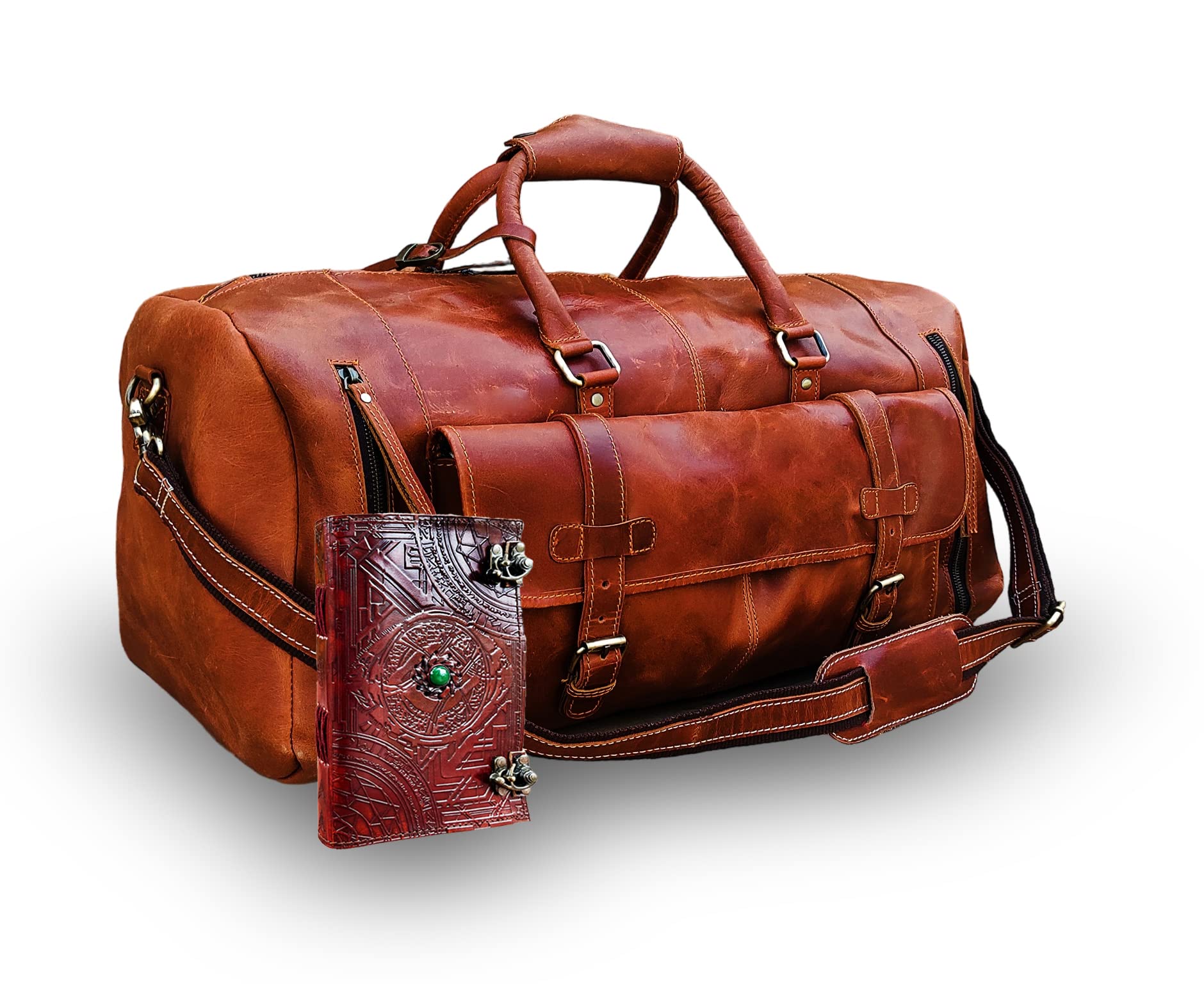 Borsone da Viaggio in Pelle con Scomparto per Scarpe per Uomo e Donna in Pelle Pieno Fiore Borsone da Viaggio in Pelle per il Fine Settimana Borsone Sportivo da…