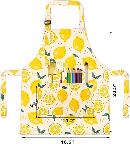 Vista 33 de BeeGreen Delantales de cocina para niños con correa ajustable, con bolsillo frontal para niños pequeños, pintores, artistas horneados negro