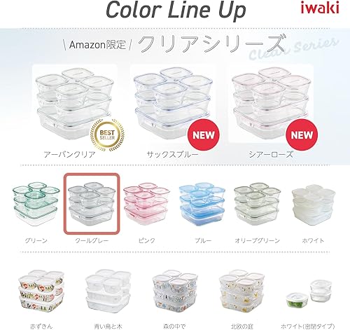 Miniatura 8 de iwaki PCPRN4GY22 Contenedor de almacenamiento de vidrio resistente al calor, gris frío, juego de sistema, mini paquete y gama