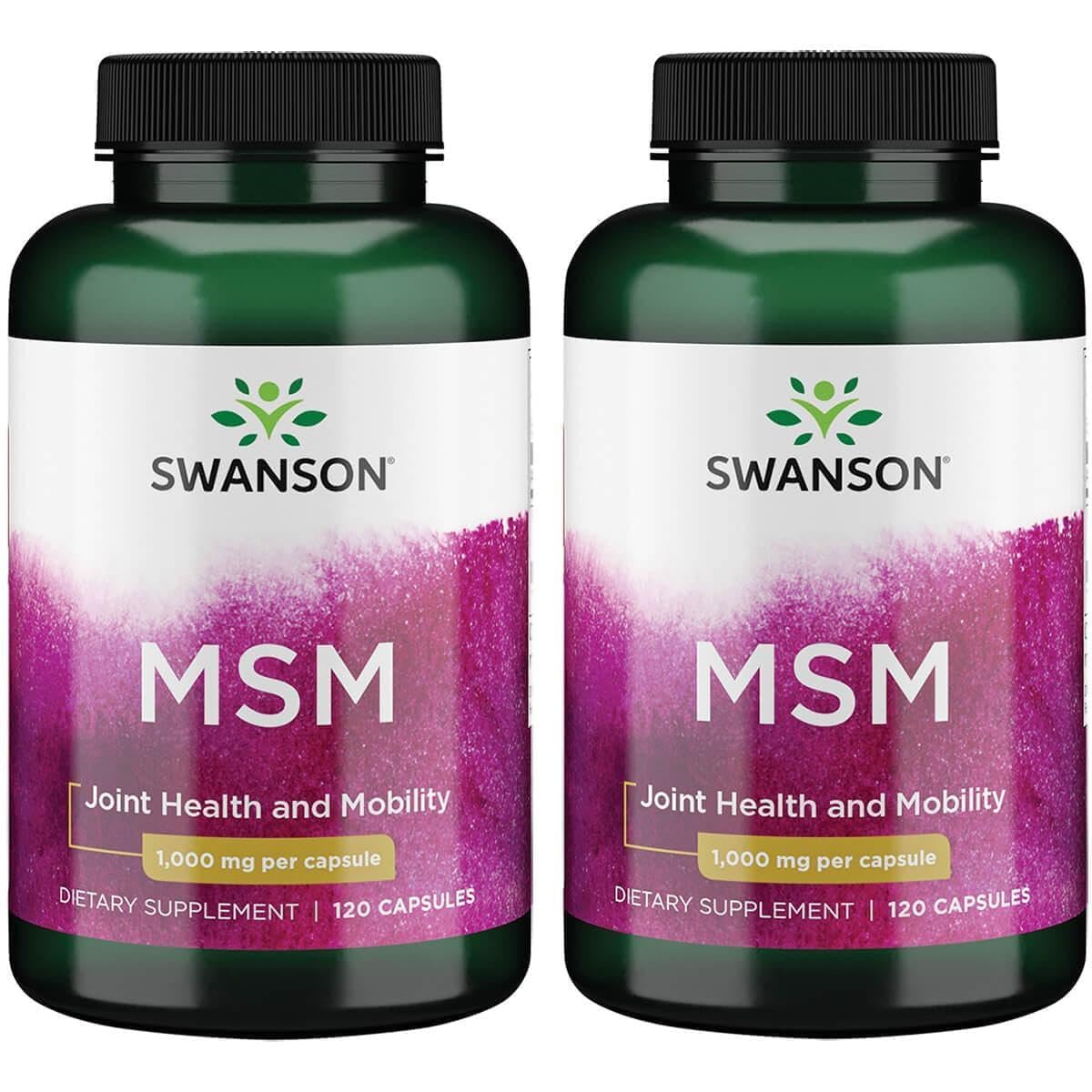 Swanson MSM Joint and Skin 1,000 mg, 120 Capsules, 2 Pack