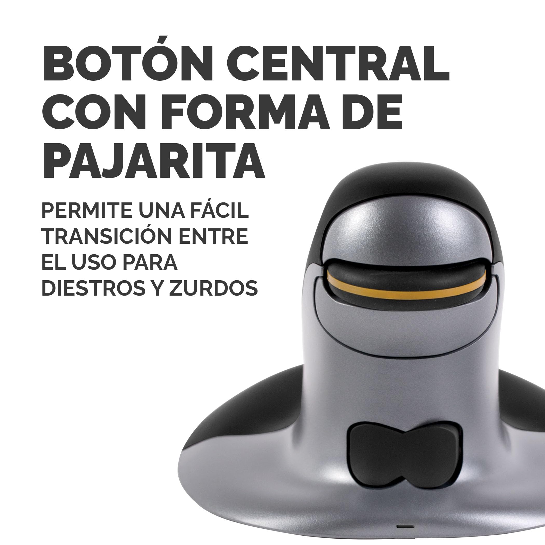 Fellowes 9894701 - Ratón (Ambidextrous, Diseño Vertical, RF Wireless, 1200 dpi, 230 g, Black,Grey)