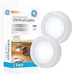 GE Wireless LED Tap-Lights, Battery Operated, 20 Lumens, Touch-Activated Puck Lights, Stick-On for Under Cabinet, Kitchen, Closet, or Garage, 2-Pack 25434