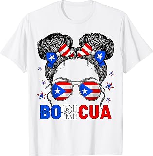 Messy Bun Girl Boricua Puerto Rico Hispanic Heritage Month T-Shirt