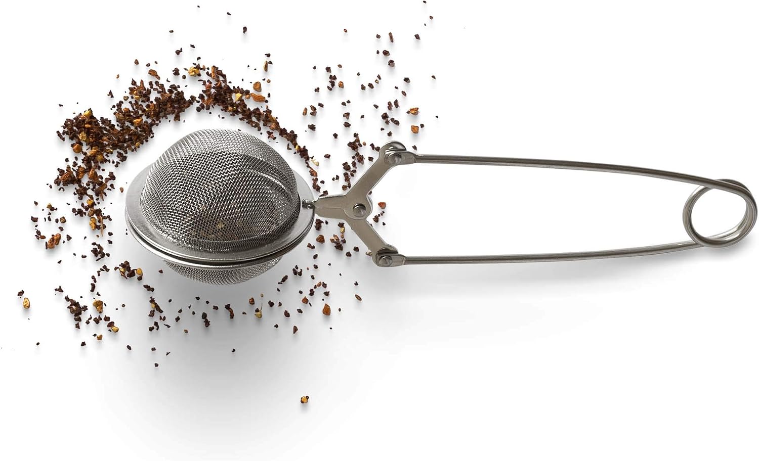 DecorRack 1 Snap Ball Tea Infuser, Stainless Steel Loose Leaf Tea Steeper and Spice Mulling Ball Strainer, Reusable Metal Loose Tea Holder Infuser with Handle (1 Pack)