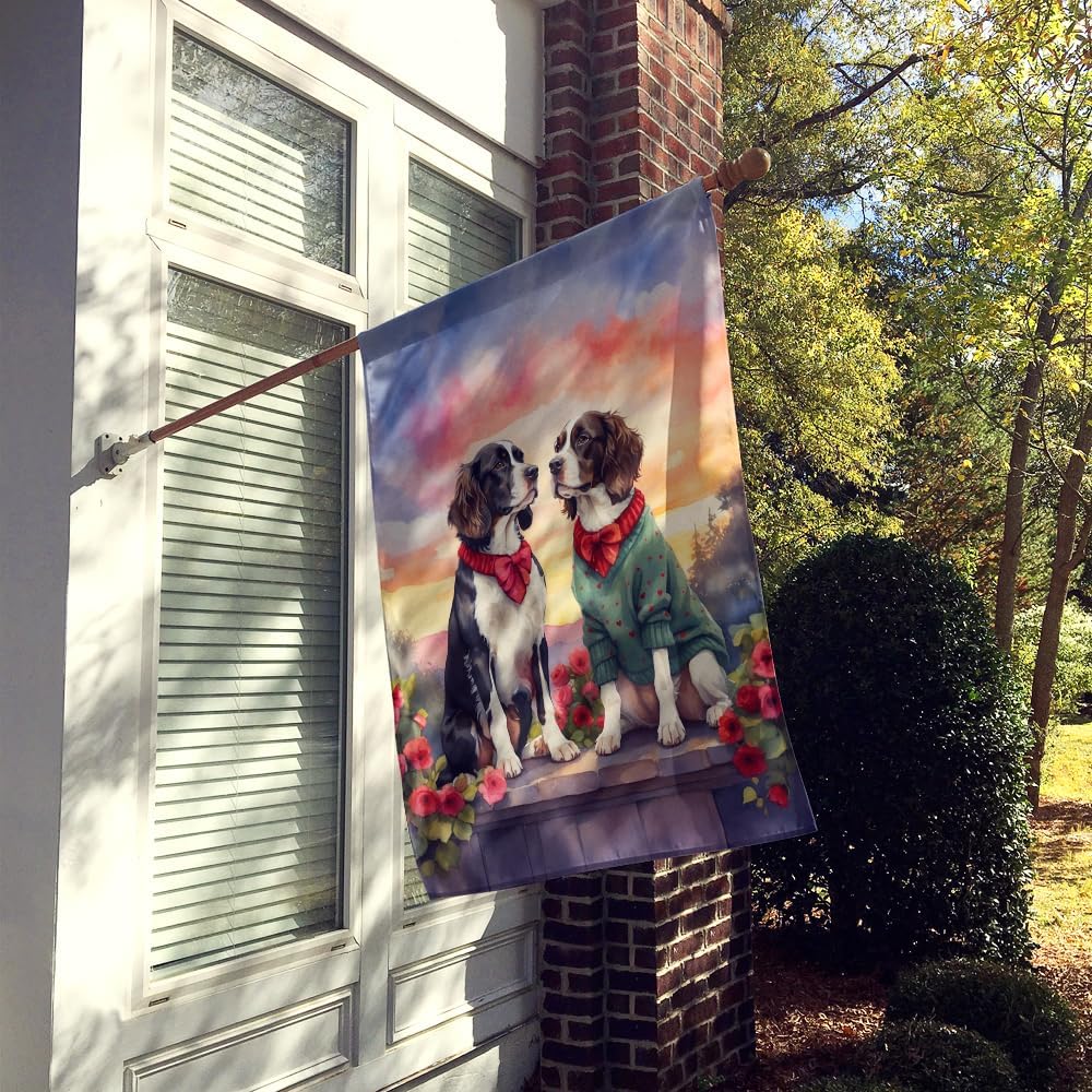 Caroline's Treasures DAC4641CHF English Springer Spaniel Two Hearts House Flag Large Porch Sleeve Pole Decorative Outside Yard Banner Artwork Wall Hanging, Polyester, House Size, Multicolor