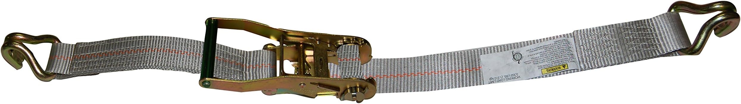 S-Line 557-60WHK Ratchet Strap Tie Down with Long Wide Handle and J-Hooks, 2-Inch by 60-Feet, 3,333-Pounds Working Load Limit