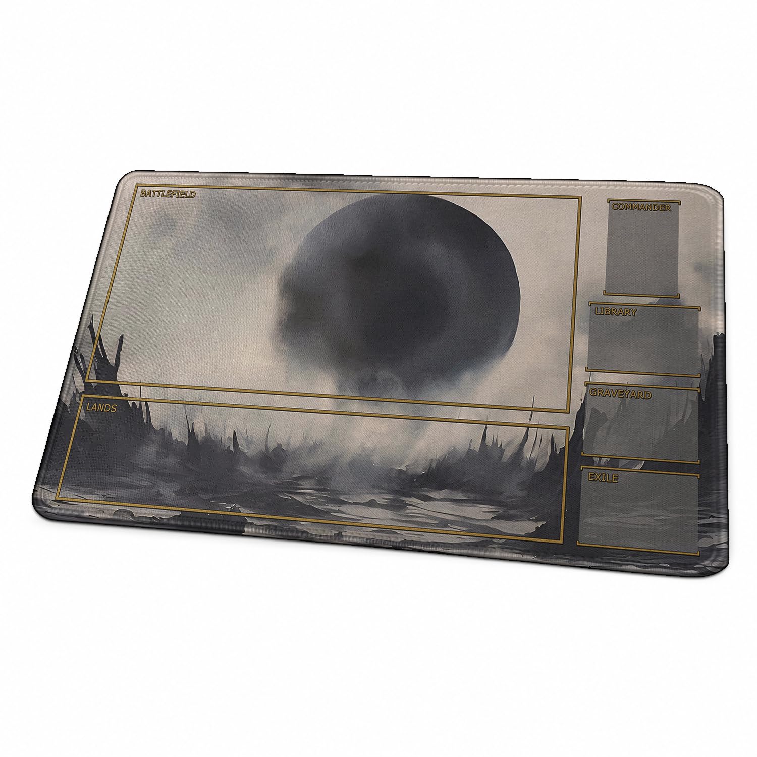 MTG Playmat, TCG Playmat with Zones, Stitched Edges Non-slip Rubber Base Game Mat, Trading Card Game Playmats Size 24" x 14" with Storage Bag (White With Zones)