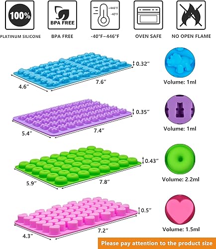 Miniatura 2 de Gummy Bear - Moldes de silicona para caramelos, moldes de goma con 2 cuentagotas, moldes de silicona antiadherentes para dulces, incluyendo mini
