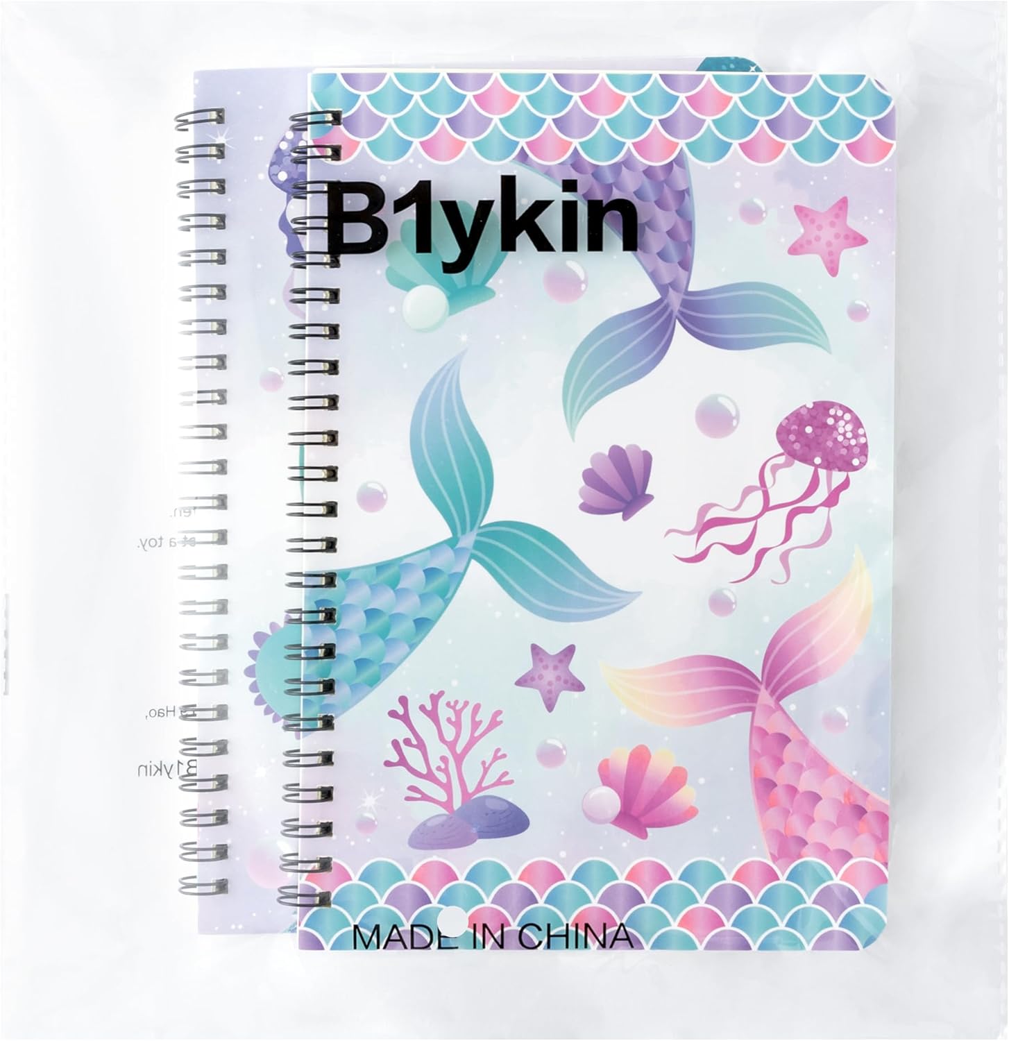 B1ykin Mermaid Spiral Notebooks - 50 sheets 100 Pages A5 Spiral Notebook, Cute Wire Bound Notebook Journal Planner for School, College, Office Travel, Gift for Teen Girls Women (4 Pack)