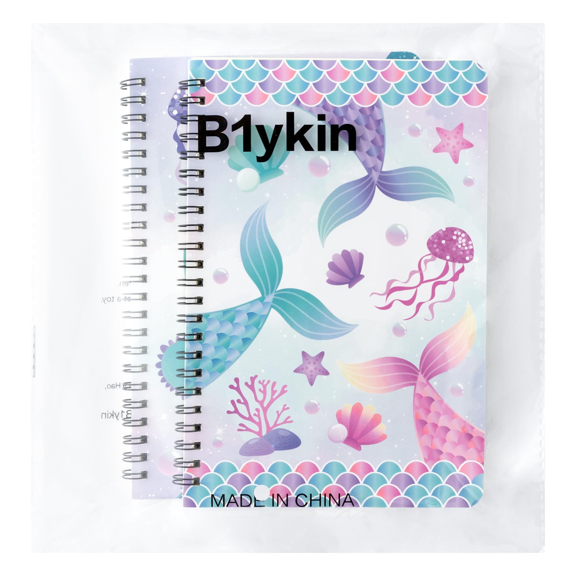 B1ykin Quaderno a spirale a forma di sirena, 50 fogli, 100 pagine, formato A5, con rilegatura a spirale, per scuola, università, ufficio, viaggi, regalo per ragazze e donne (confezione da 3)
