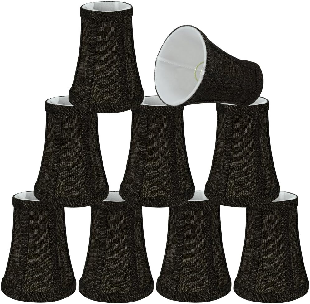 Aspen Creative 30248-9, Bell Clip-On Chandelier Lamp Shade, Two-Tone Black, 2-1/2" Top x 4" Bottom x 5" Slant Height, Set of 9