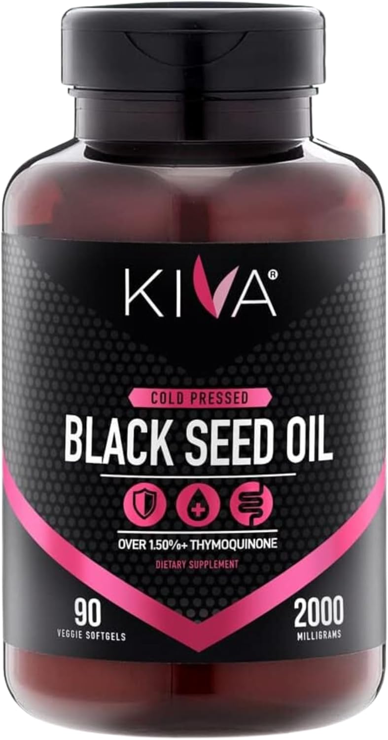 Kiva Black Seed Oil Capsules Organic, Coldpressed and RAW (90 Softgels) Amazon.ca Health