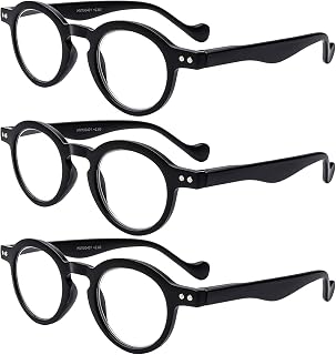AMILLET Round Reading Glasses Women,Retro Readers for Men,3 Pack Spring Hinge Glasses for Reading