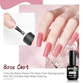 JODSONE 2 Bottles of Top Coat Base Coat Set No Wipe Foundation Combination Bright Surface At Home DIY Nail Salon Girl Gift