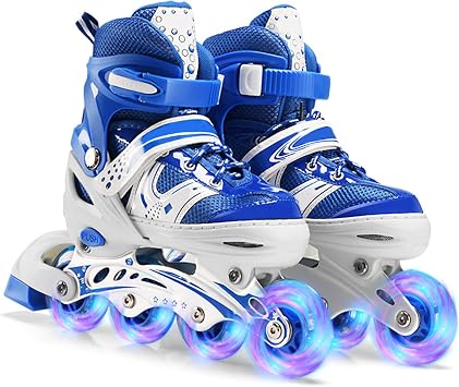 Adjustable Inline Skates Boys Girls Kids Women Men Illuminating Roller Skates with Full Light Up Wheels, Outdoor & Indoor Roller Blades Skates Ideal for Kids Adult Beginners