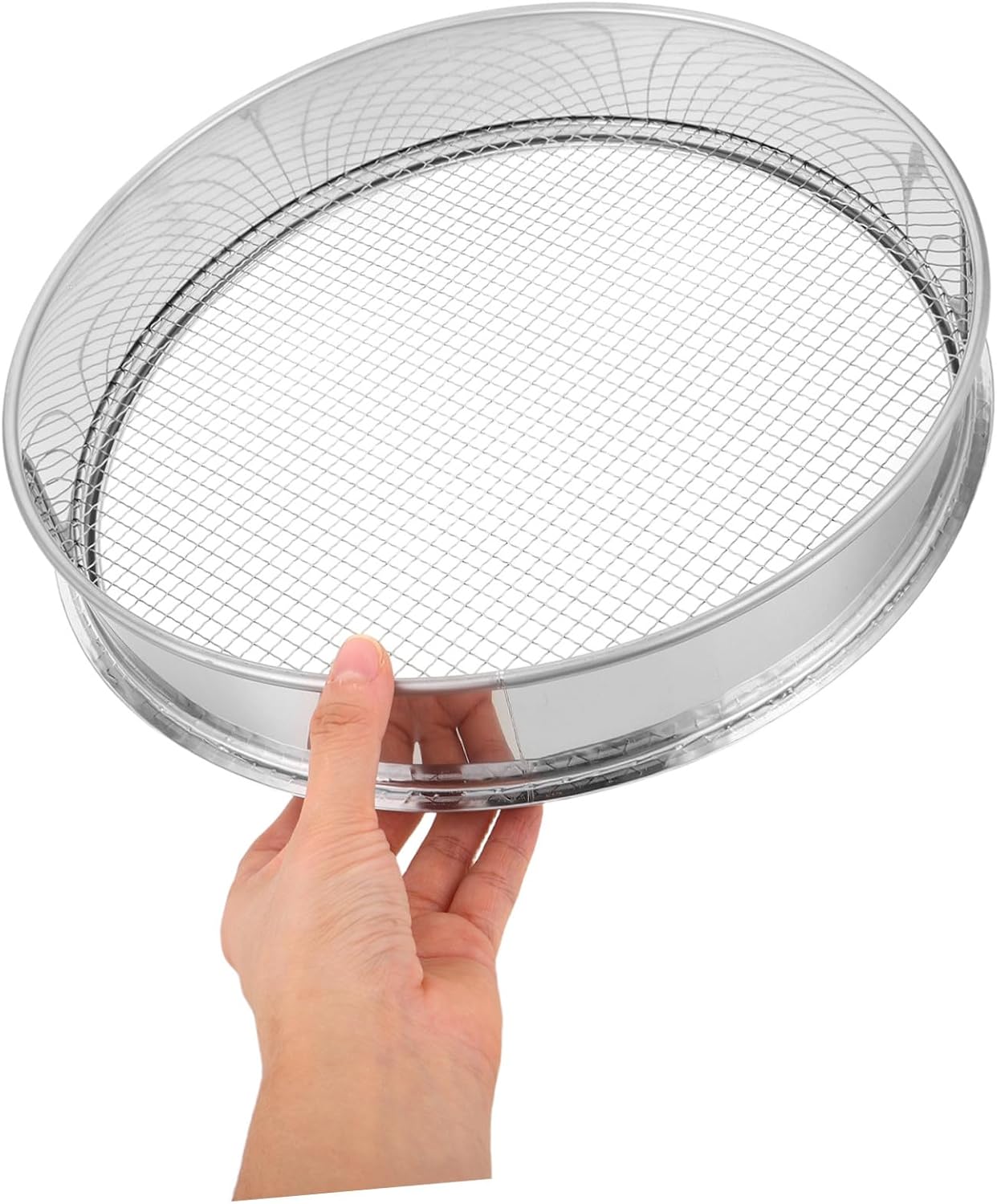 Stainless Steel Soil Sifter with Mesh Screen for Efficient Soil Separation and Easy Cleaning, 30cm Diameter Garden Sieve for Compost, Dirt, Rock, Sand, and Gold Panning