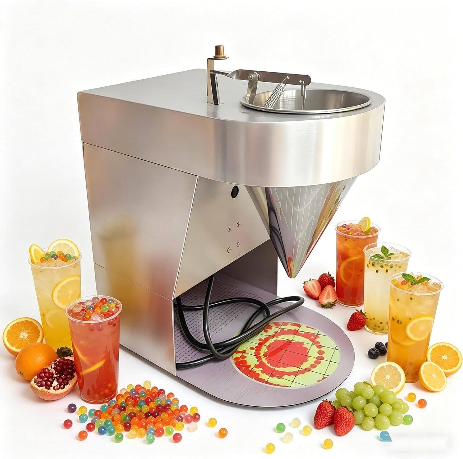 Pearl Ball Making Machine, 18W Low Noise, 110V Automatic Pearl Ball Machine with 304 Stainless Steel Funnel, – for Homemade Tapioca Boba