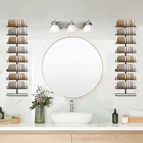 Miniatura 8 de C&AHOME Estante de vino montado en la pared, estante de vino montado en la pared para 18 botellas, soporte de metal ajustable y separable para