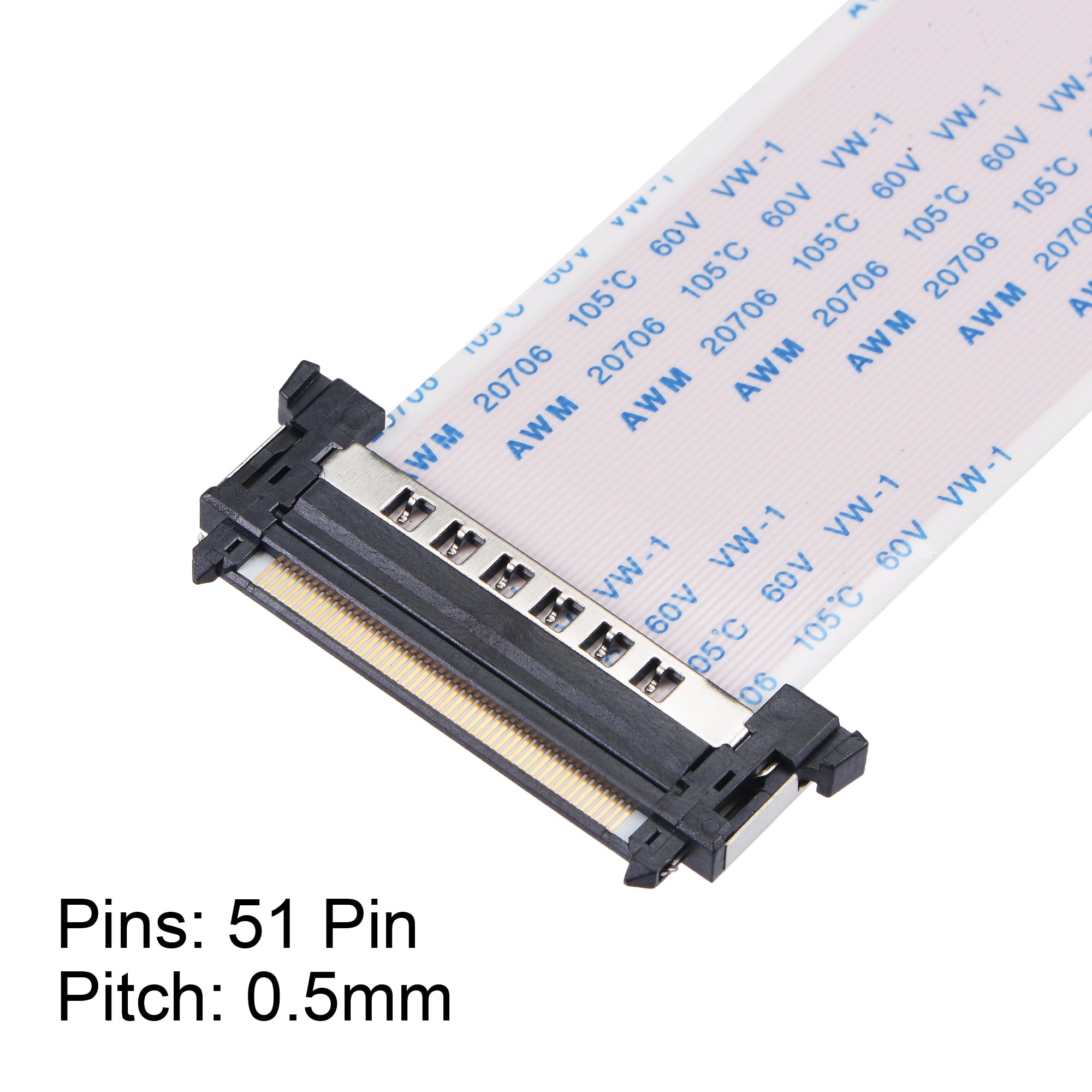 Câble Plat Flexible FFC FPC 40 Broches, Pas 0.5mm, Longueur 100mm - Type A Pour écrans LCD, Appareils Photo, Ordinateurs Portables - 6