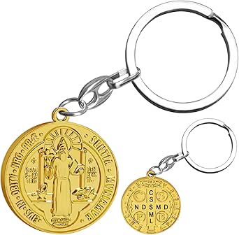 Amazon.com: Anwlki St Benedict Medal Key Chain Saint Benedict Keychain ...