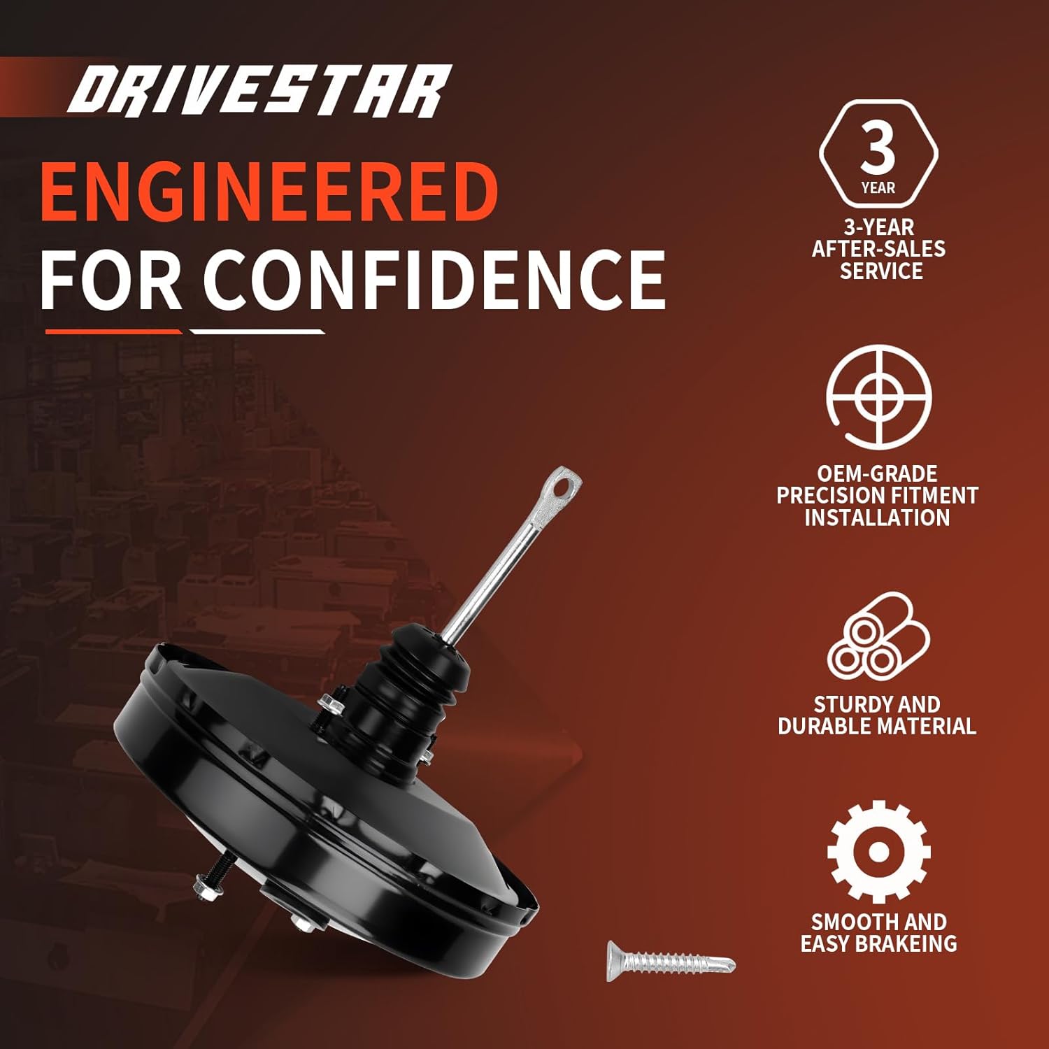 DRIVESTAR 54-71401 fit 1985 1986 1987 1988 1989 1990 1991 for Chevrolet Corvette, Power Brake Booster without Master Cylinder