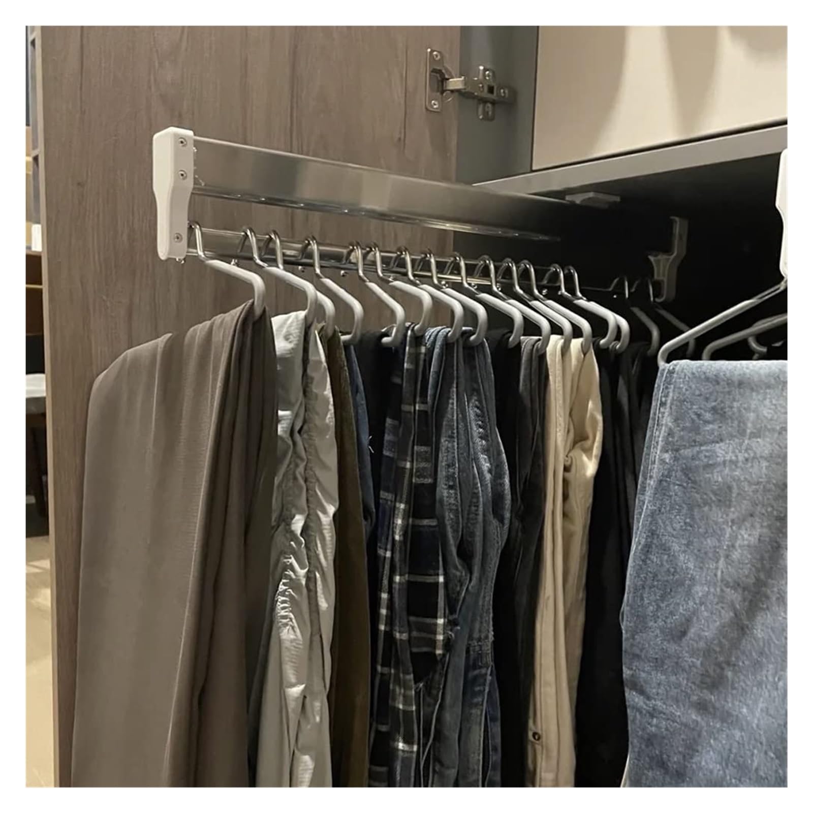 GLETSF Pull-Out Wardrobe Clothes Rail, Adjustable 30-80cm, Heavy-Duty Trouser & Coat Organizer, 25kg Load Capacity, Perfect for Closet Space Optimization,size_name-600mm/23.6inch