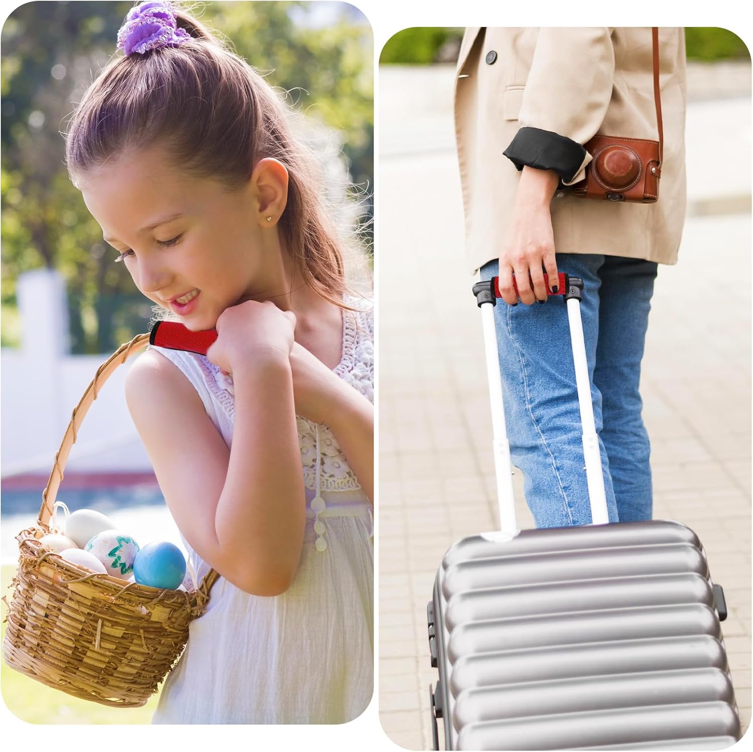 2Pack Luggage Handle Wrap for Suitcase Travel Essential Bright Red Color Soft Luggage Identifiers for Suitcases Neoprene Material Comfortable Suitcase Handle Wraps for Suitcase for Traveling