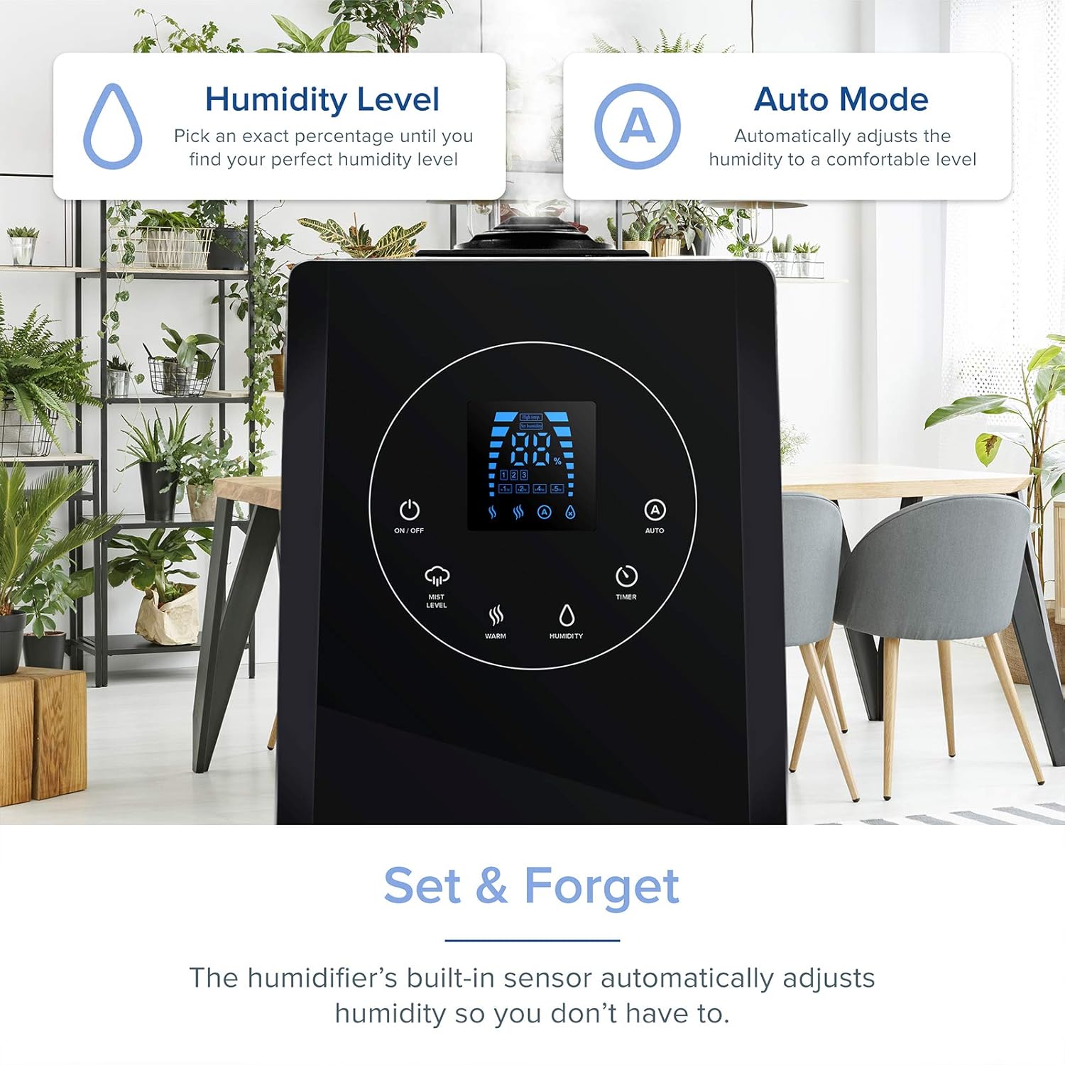 LEVOIT Humidifiers for Large Room Bedroom (6L), Black & Humidifiers for Bedroom Large Room Home, 6L Top Fill Cool Mist Air Ultrasonic for Plants Indoor with Essential Oils Diffuser, Gray