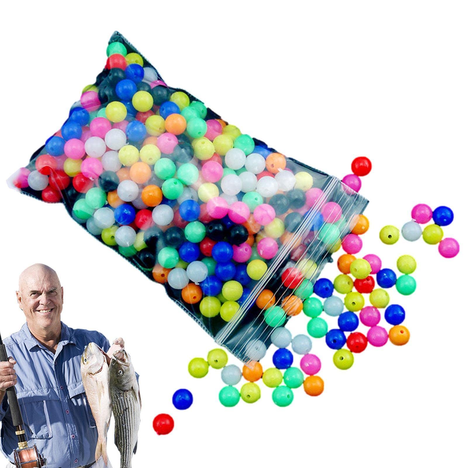 Perline di Lenza - 100 Pezzi a Bagliore Luminoso a Colori Misti | Lenza da Pesca Colorata in Gomma Morbida per Acqua Salata e Dolce