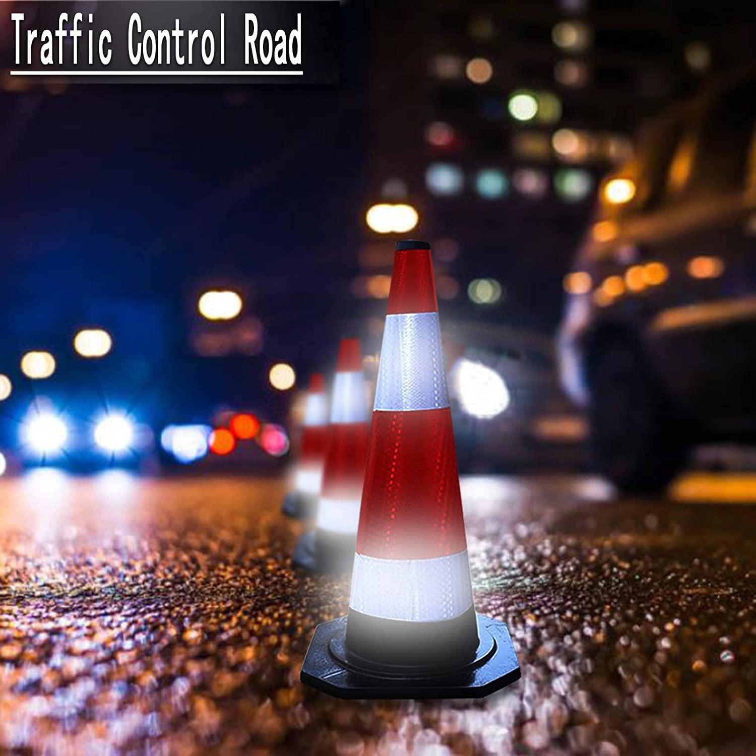 Cônes de sécurité réfléchissants parfaits - Cônes de stationnement pour chantier routier - Cônes de danger polyvalents lestés pour la formation à la conduite et l'allée (lot de 4 H) (lot de 6 H)