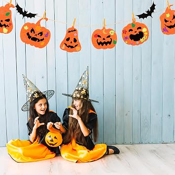 JOYEASE Halloween Crafts Children 12 Pieces DIY Pumpkin Craft Set