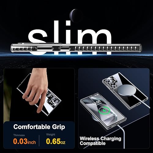 Miniatura 5 de QsmQam Funda transparente para Samsung Galaxy S24 Ultra, con 2 protectores de pantalla + 2 protectores de lente de cámara, no se pone amarillento