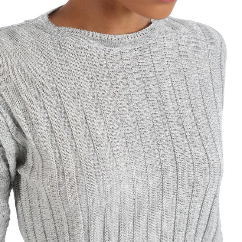 Image of PINACOLADA Women's Solid Ribbed Cropped CardiganFor Casual Wear | V Neck | Long Sleeve | Wool Sweater Crafted with Comfort Fit for Everyday Wear