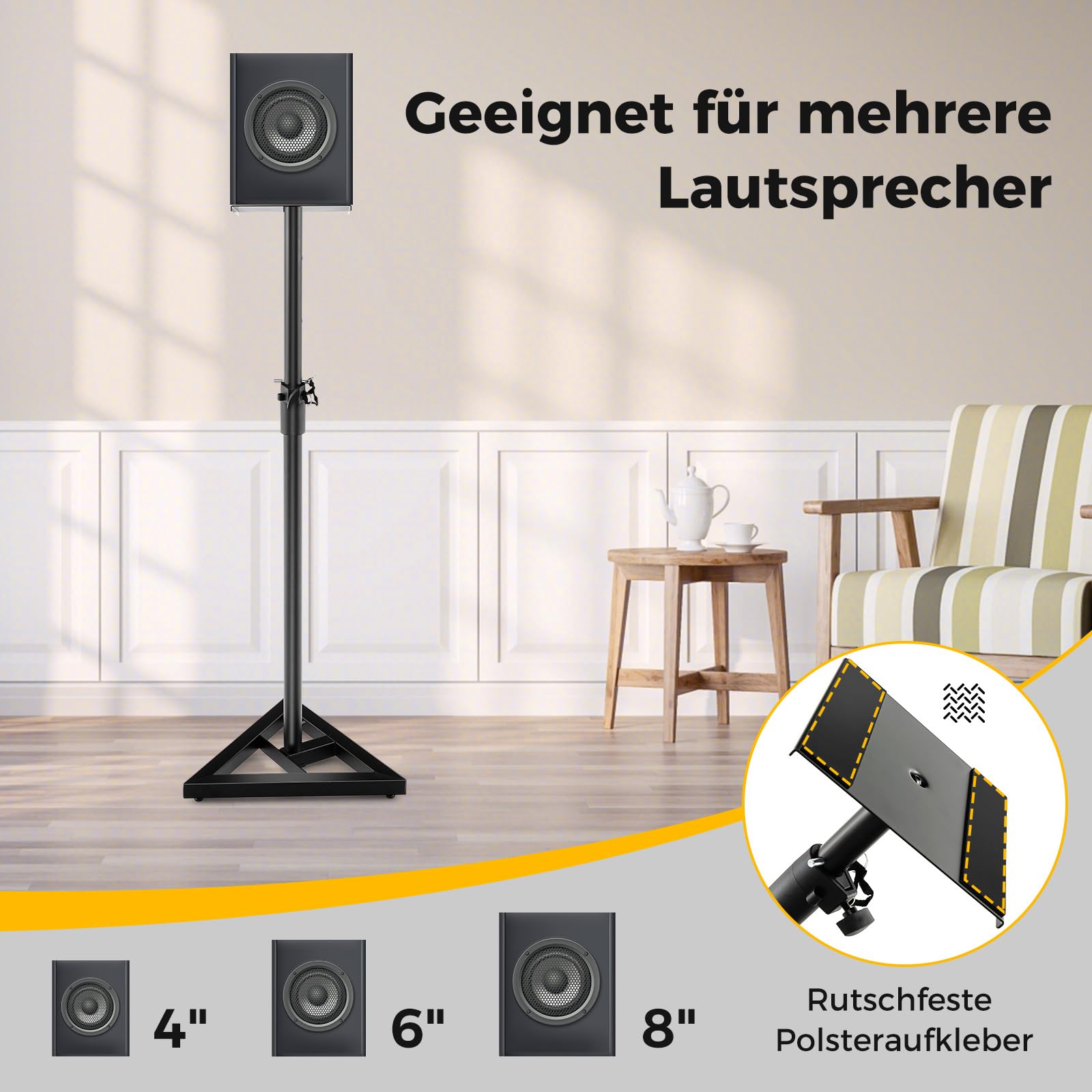 COSTWAY 2er Set Lautsprecherständer, Boxenständer 97-157cm höhenverstellbar mit stabilem Dreiecksfuß, Bodenständer bis 50kg Belastbar