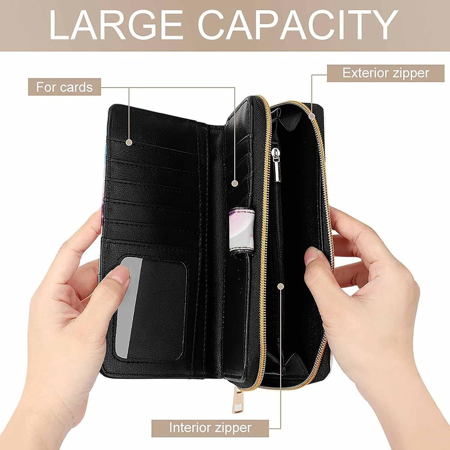 Cell Division Wallet,PU Leather Material, Small Wallet,Bifold with Zipper, Travel Wallet,Compact And Portable for Men And Women 7.8 * 4.3 * 1.4 Inches