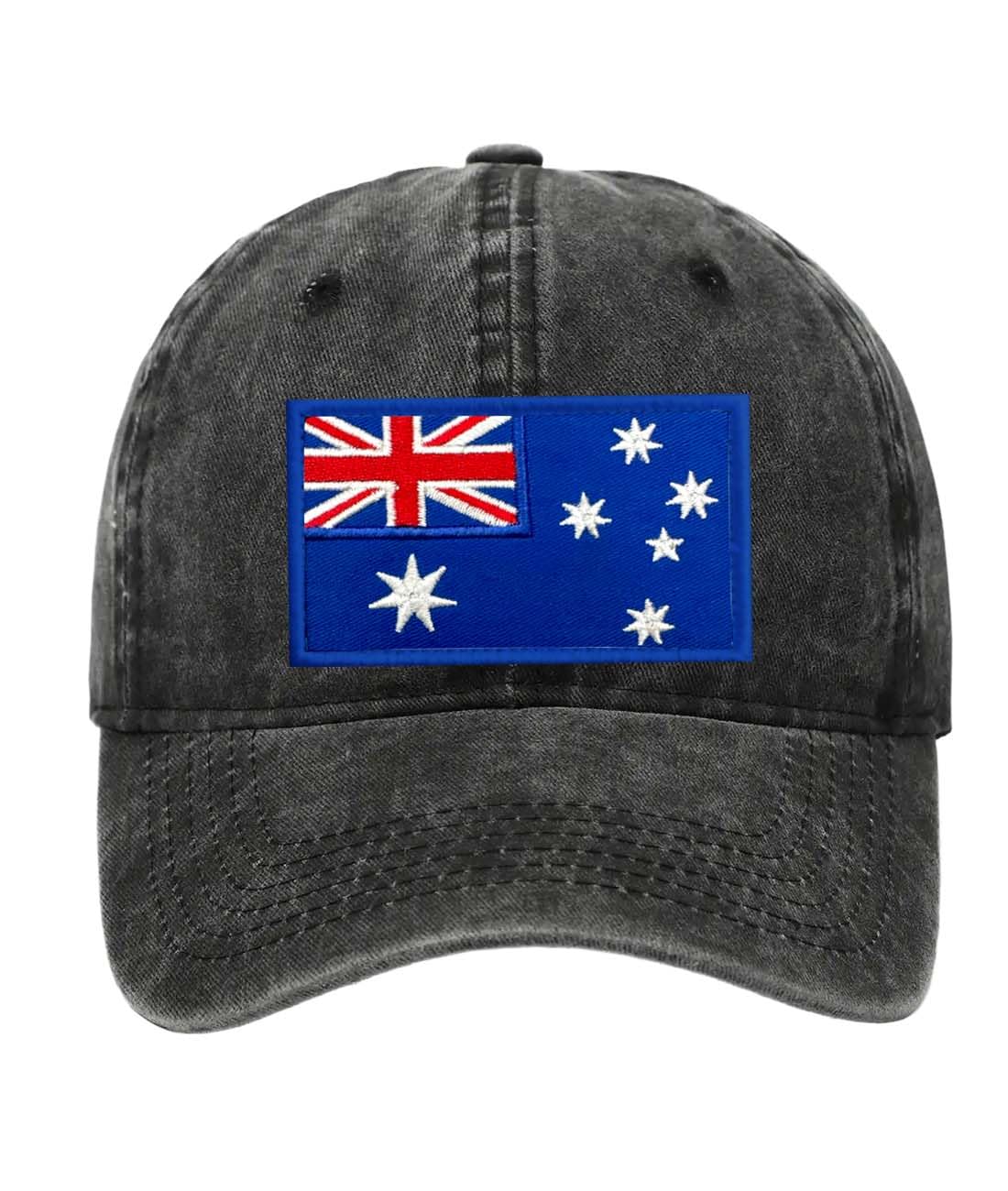 Australia Baseball Cap with Washed Cotton Fabric, Hat with Embroidered Australian Patch, Sun Hat, Adjustable Baseball Cap for Unisex Men Women Teens Washed Baseball Cap Australia