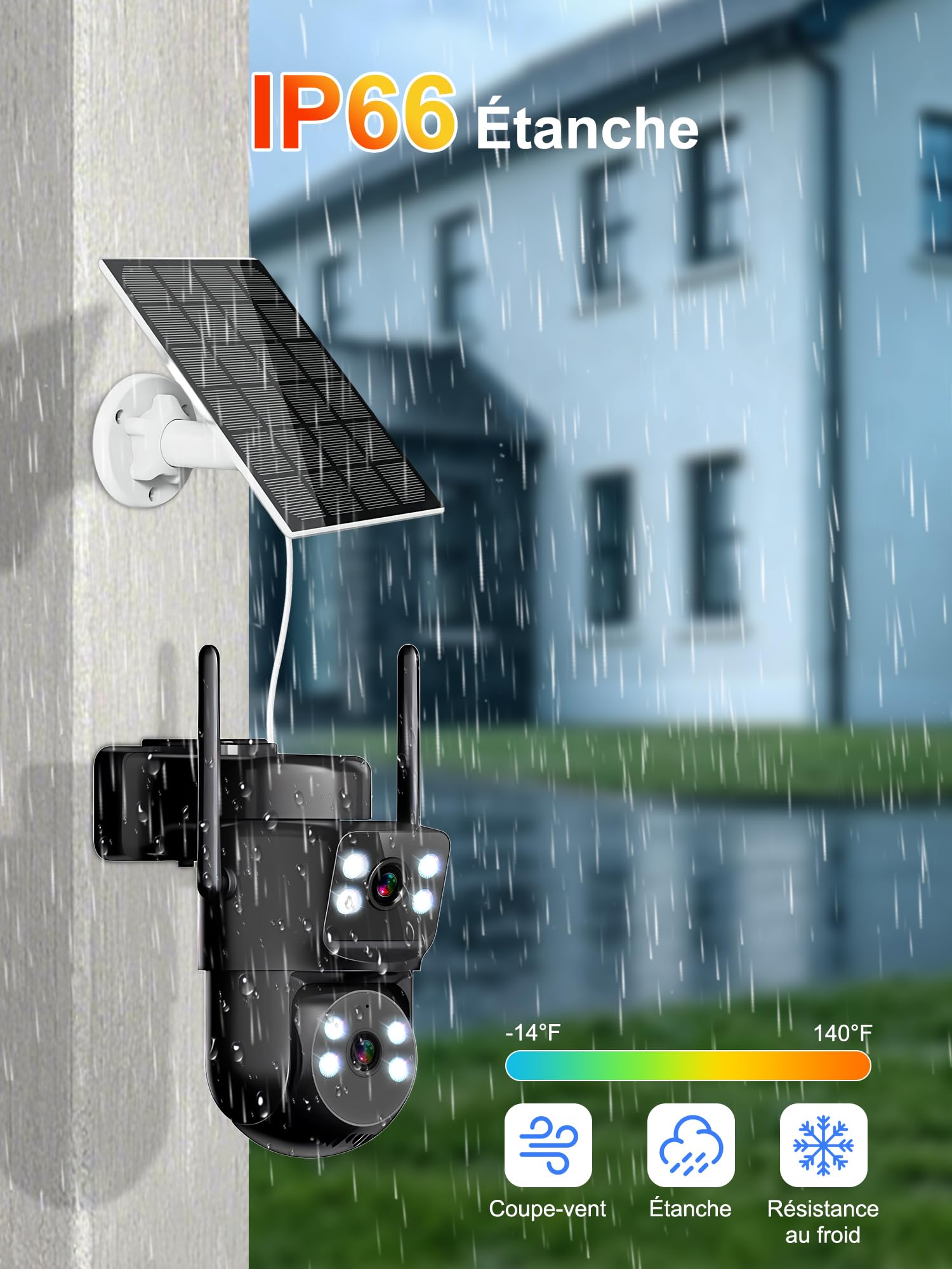 4G LTE Cámara de vigilancia con doble lente con tarjeta SIM, AOV 24/7, seguimiento automático, cámara solar exterior+batería, detección de movimiento, visión nocturna color, audio bidireccional, 4K HD
